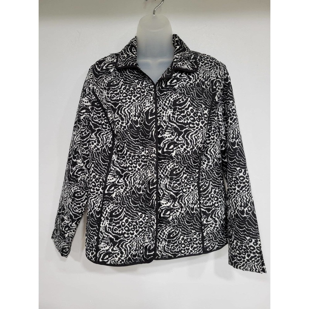 COPY - COPY - RQT Embroidered Zip Up Jacket Women Size Medium Blk & White